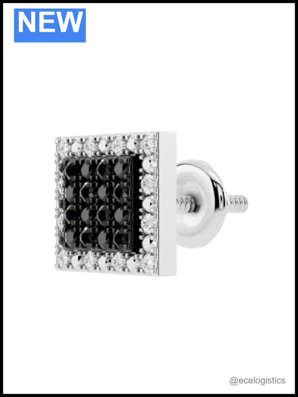 Sterling Silver Diamond Stud Earring 925 Single